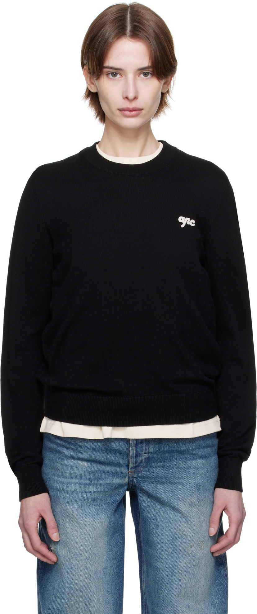 Pleteni pulover A.P.C. A.P.C. Veronique Crewneck Sweater Črna | COGDK-F23348