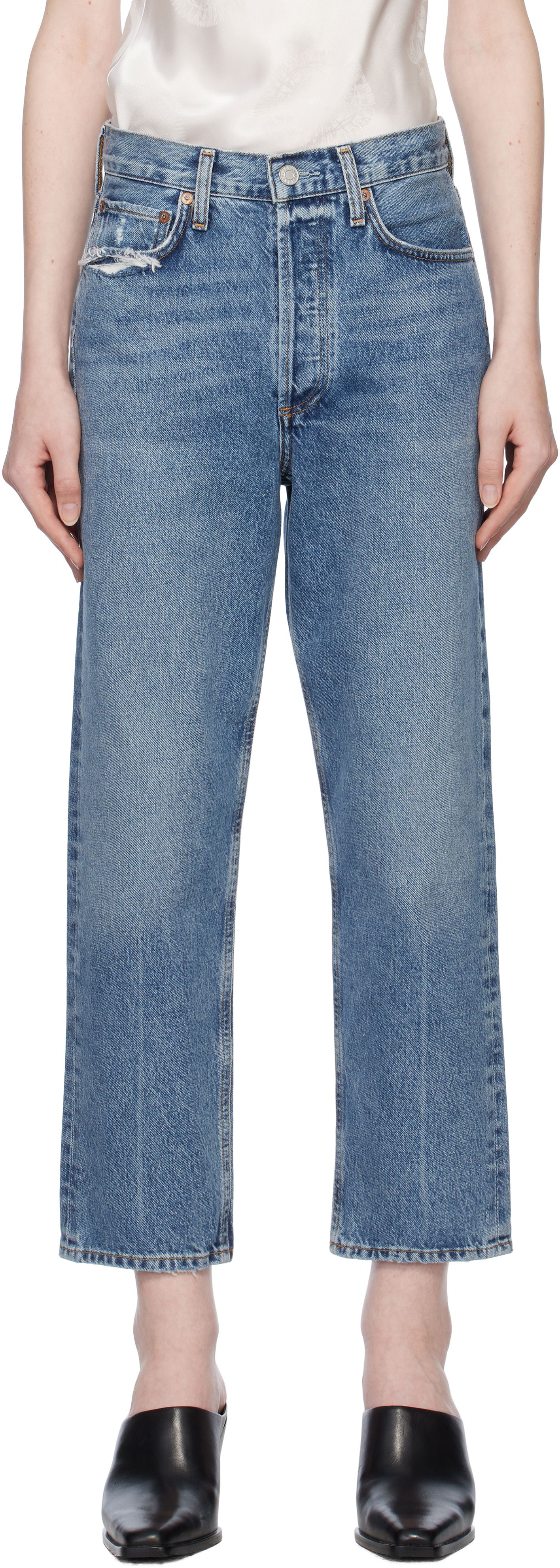 Kavbojke AGOLDE 90's Crop Mid Rise Straight Jeans Modra | A173F-1206, 0