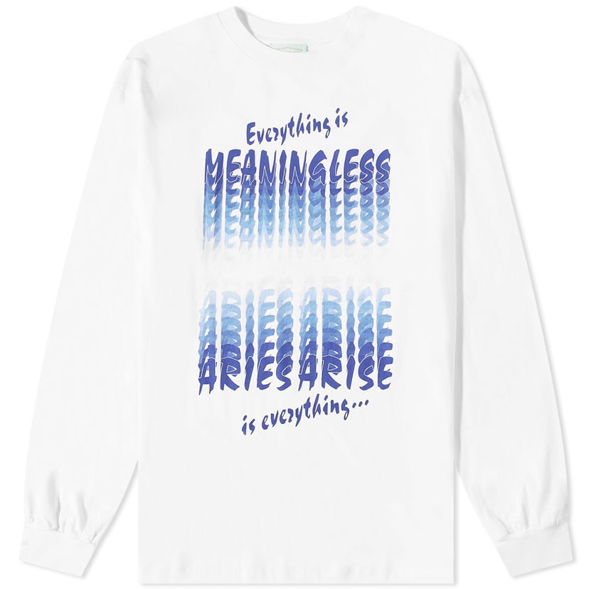 Majica Aries Aries Long Sleeve Everything Is Meaningless T-Shirt Bela | FTAR60021-WHT