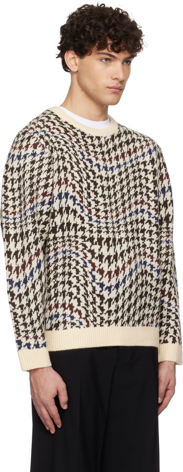 Pleteni pulover Dime Houndstooth Knit Sweater Bela | DIMEHO247CRE, 3