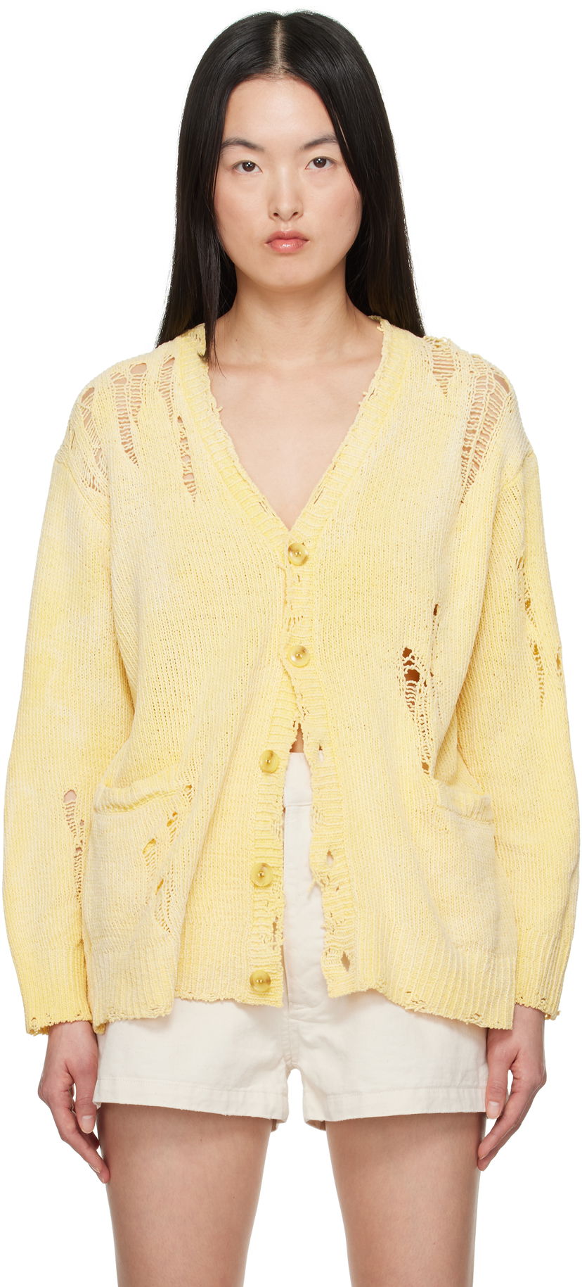 Pleteni pulover R13 R13 Boyfriend Cardigan Rumena | R13WY237-Y200B