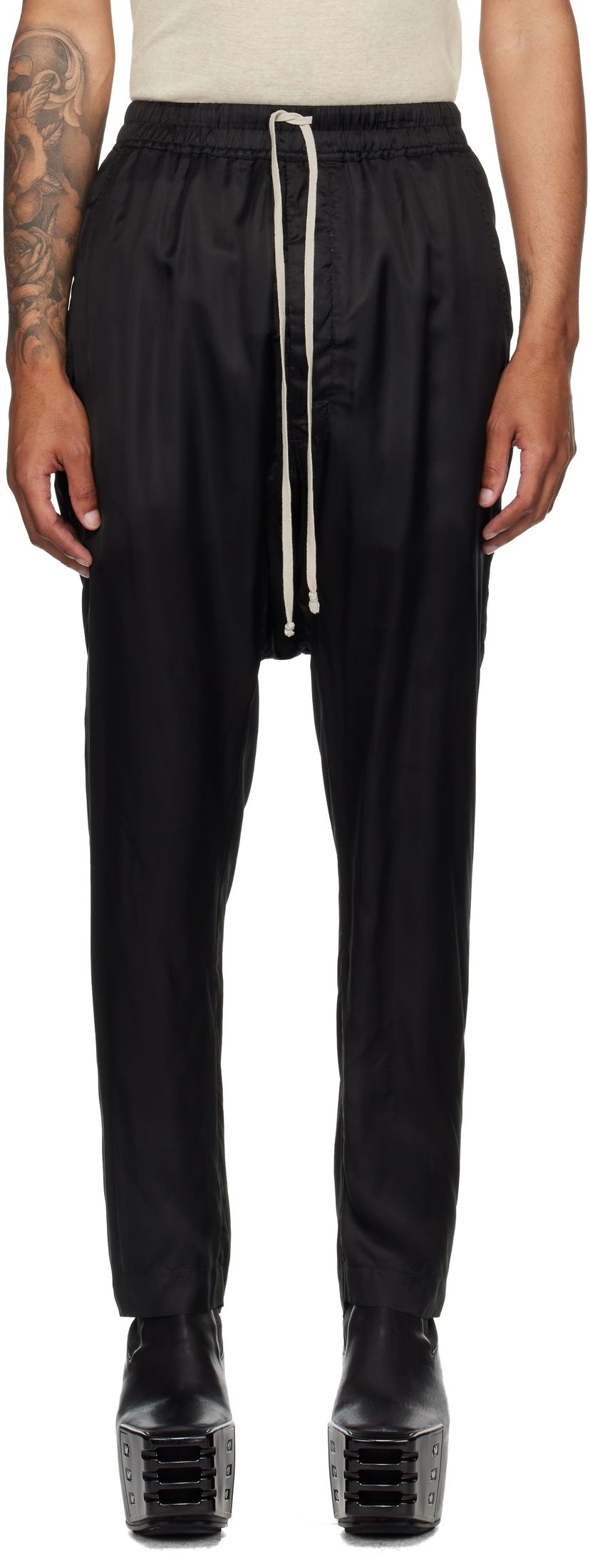 Hlače Rick Owens Rick Owens Concordians Drawstring Trousers Črna | RU02E1380 K