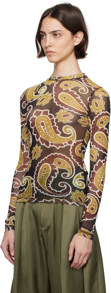 Majica JW Anderson JW Anderson Paisley Mesh Long Sleeve T-Shirt Rjava | JO0138-PG1788, 3