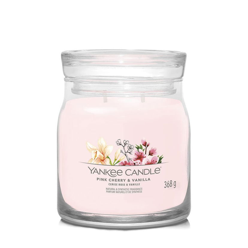 Sveče Yankee Candle Signature Medium Jar Pink Cherry & Vanilla Natural & Synthetic Fragrance 2 Wicks 368g Roza | 40494