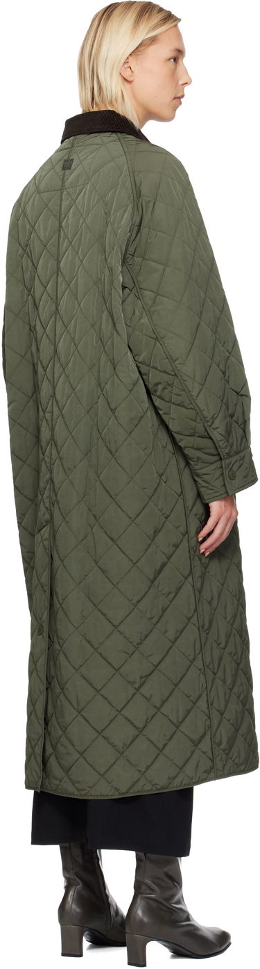 Plašči Max Mara Coccole Quilted Long Coat with Corduroy Collar Zelena | 2525496092600, 2