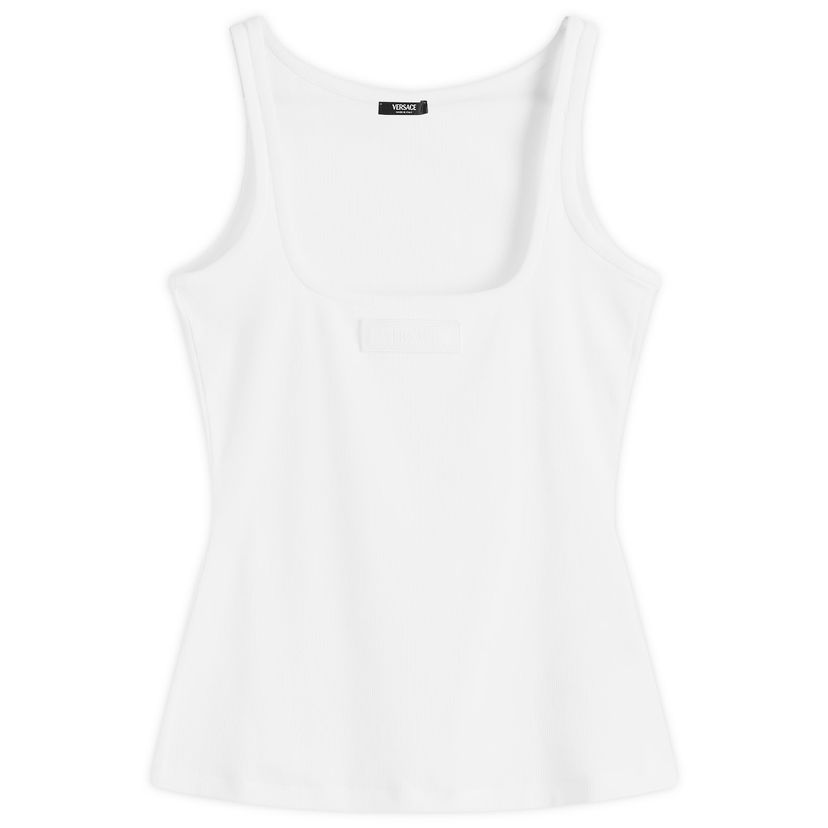 Majica brez rokavov Versace Slim-Fit Ribbed Tank Top Bela | 1017003-1A12060-1W000