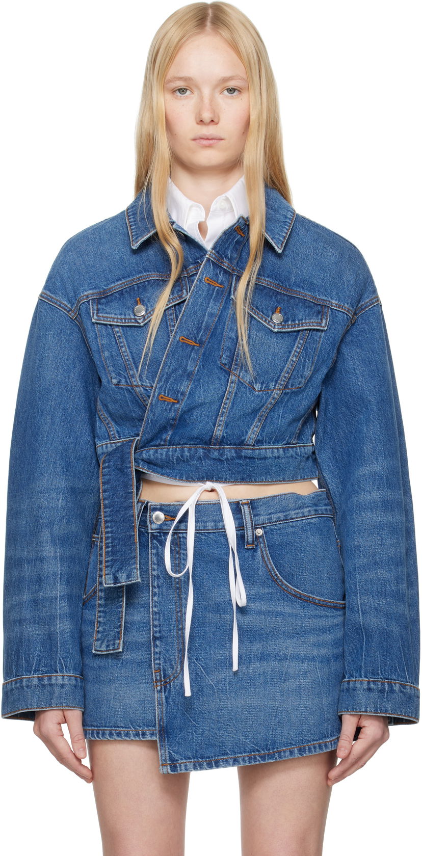 Jakna Alexander Wang Alexander Wang Regen Cotton Wrapped Denim Jacket Modra | 4DC2252676