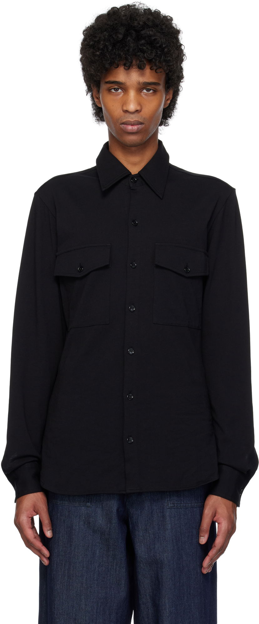 Srajce Dries Van Noten Dries Van Noten Jersey Shirt Črna | 251-021118-1603