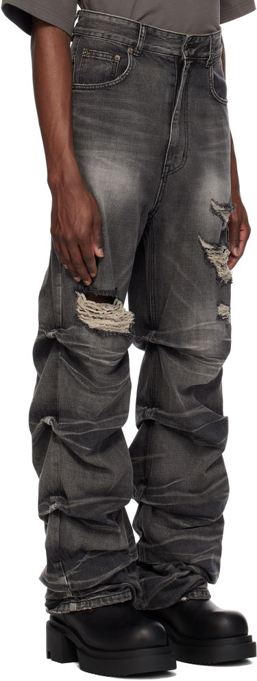 Kavbojke We11done We11done Distressed Wrinkled Straight Leg Jeans Siva | WD-DP0-25-319-M-BK, 1