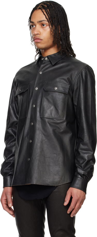 Srajce Rick Owens Rick Owens Hollywood Leather Overshirt Črna | RU01E5729 LTP, 3