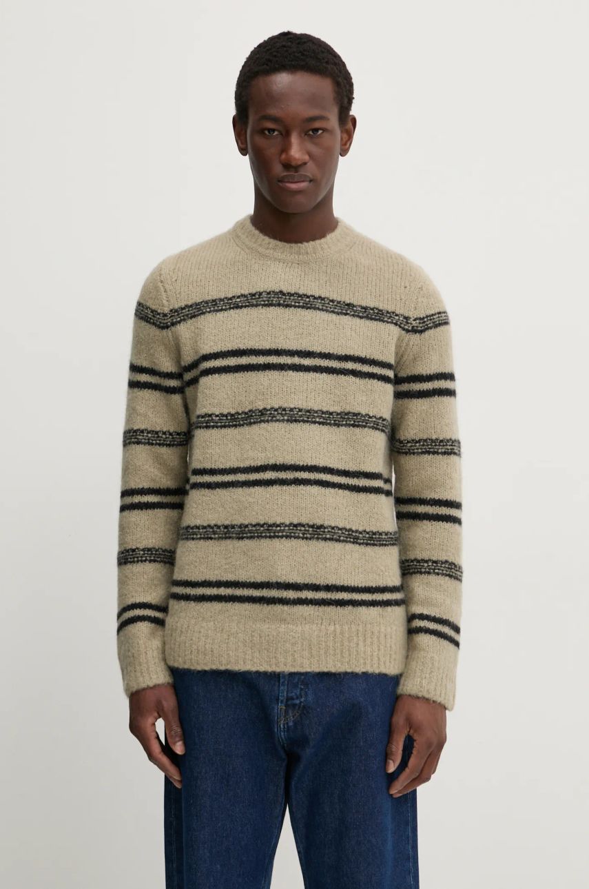 Pleteni pulover Samsoe Samsoe Samsoe Samsoe SAARIN Striped Wool Sweater Bež | M24300098, 0