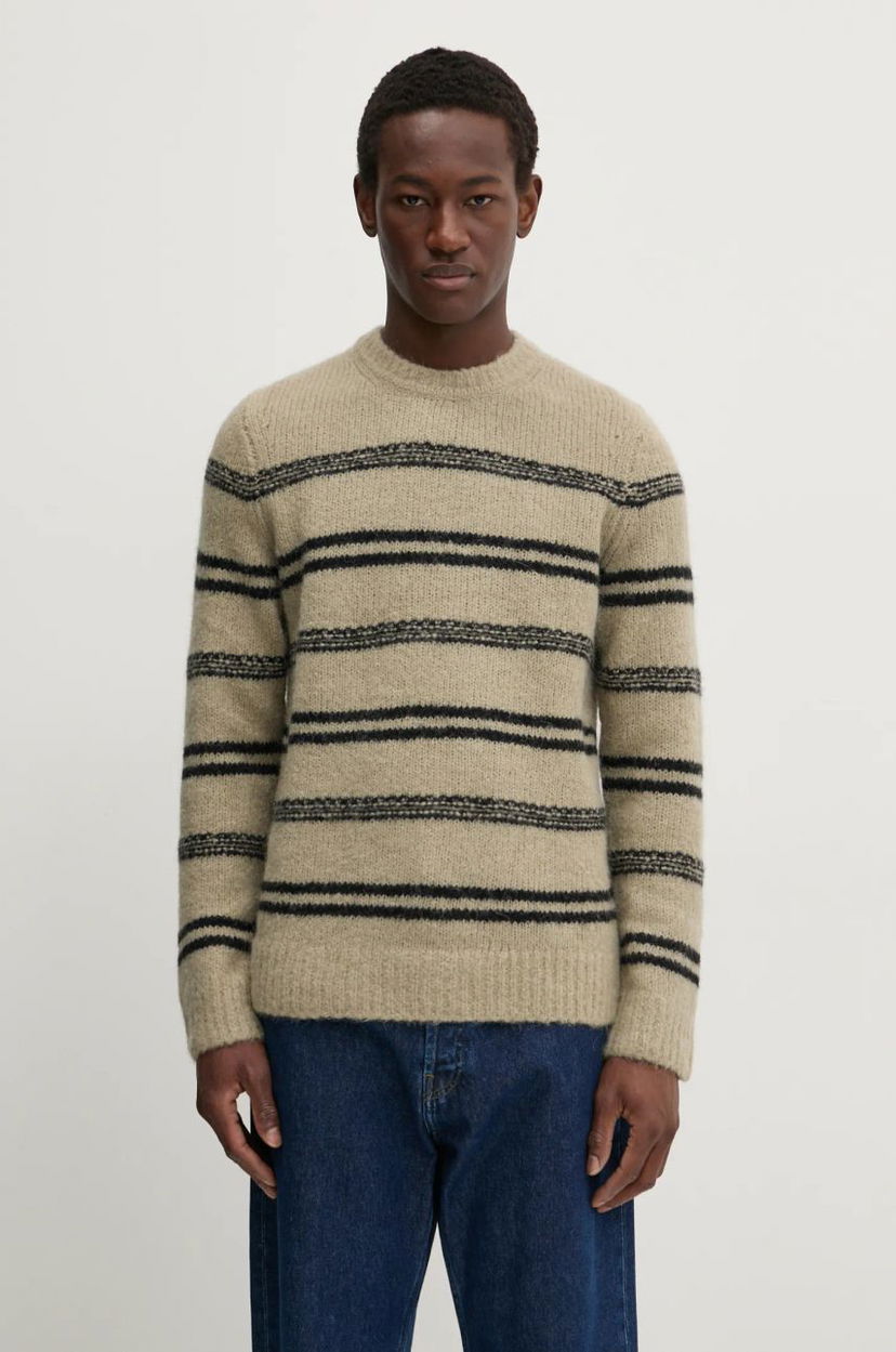 Pleteni pulover Samsoe Samsoe Samsoe Samsoe SAARIN Striped Wool Sweater Bež | M24300098