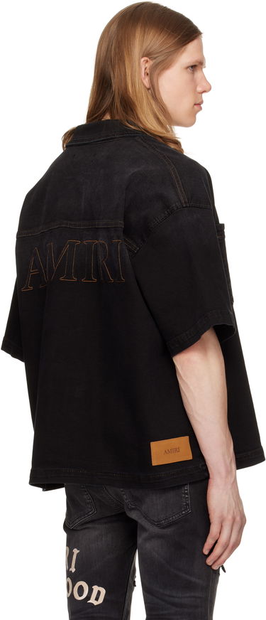 Srajce AMIRI AMIRI 3D Short Sleeve Snap Denim Shirt Črna | AMDNIR1041, 2