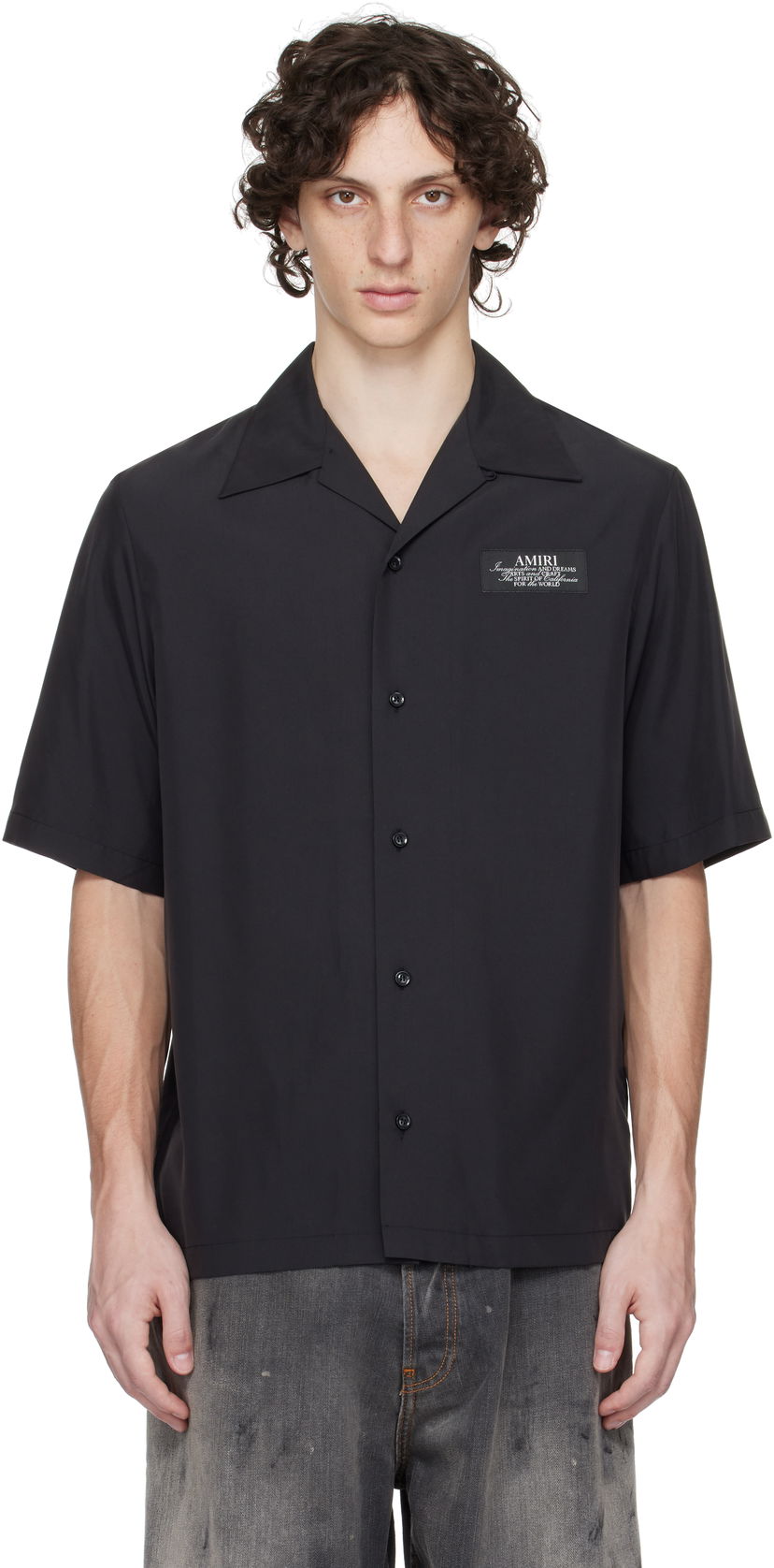 Srajce AMIRI Amiri 'Amiri Spirit' Bowling Shirt Črna | AMSTCA1148