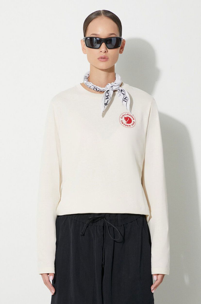 Majica FJÄLLRÄVEN Logo Long Sleeve T-Shirt Bež | F86989.113