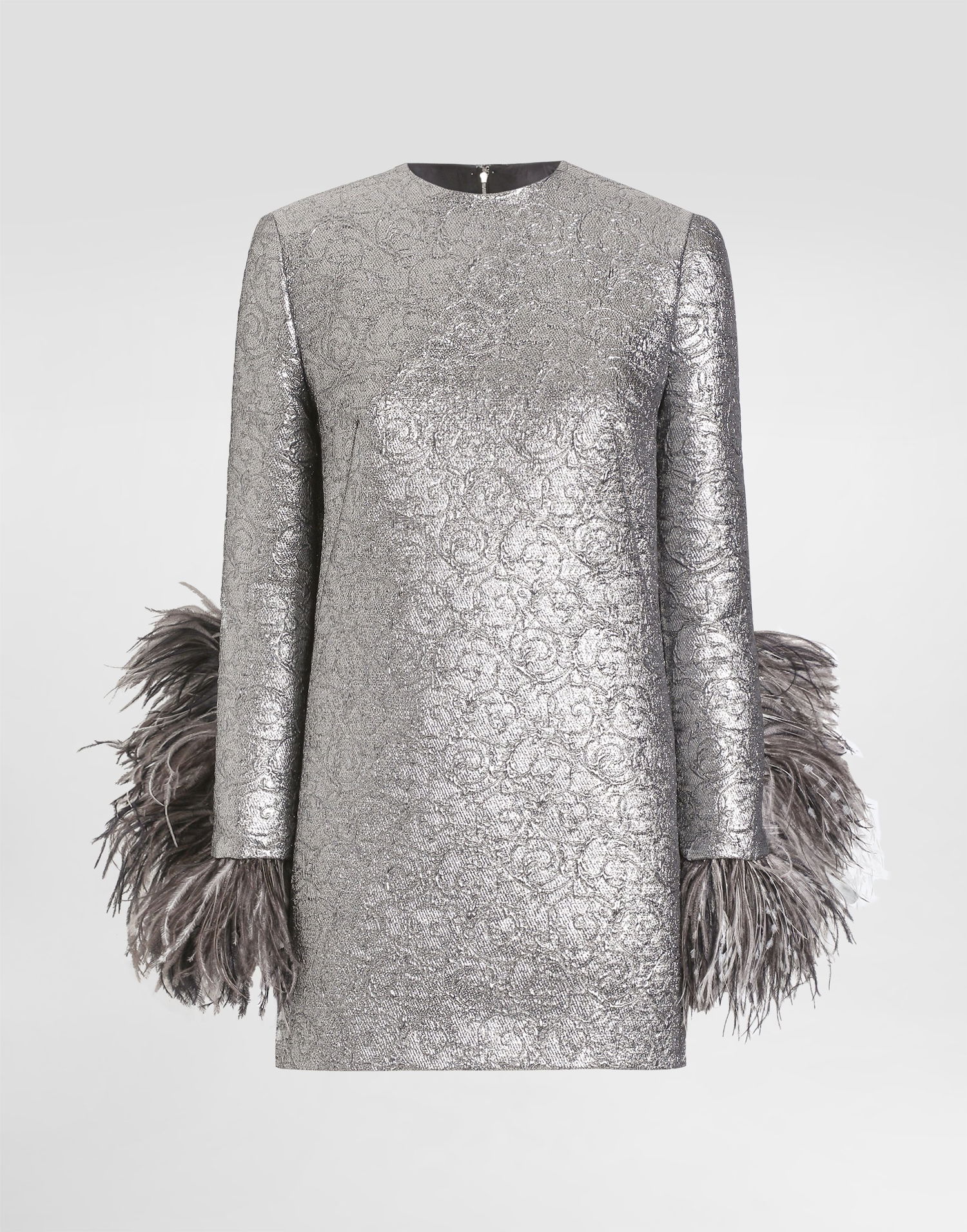 Obleke Dolce & Gabbana Quilted Jacquard Minidress With Feathered Cuffs Kovinski | F6TKKTHJMN0S0998, 0