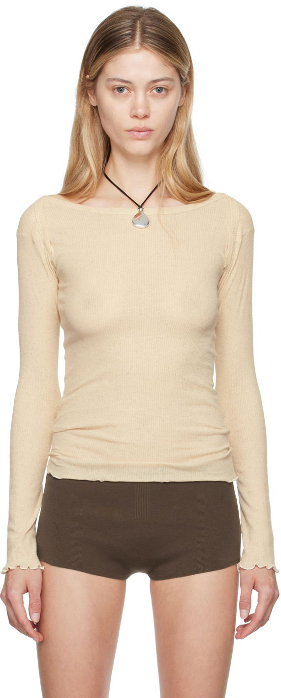 Majica Baserange Beige Disc Long Sleeve T-Shirt Bež | TODL-CH-AU24