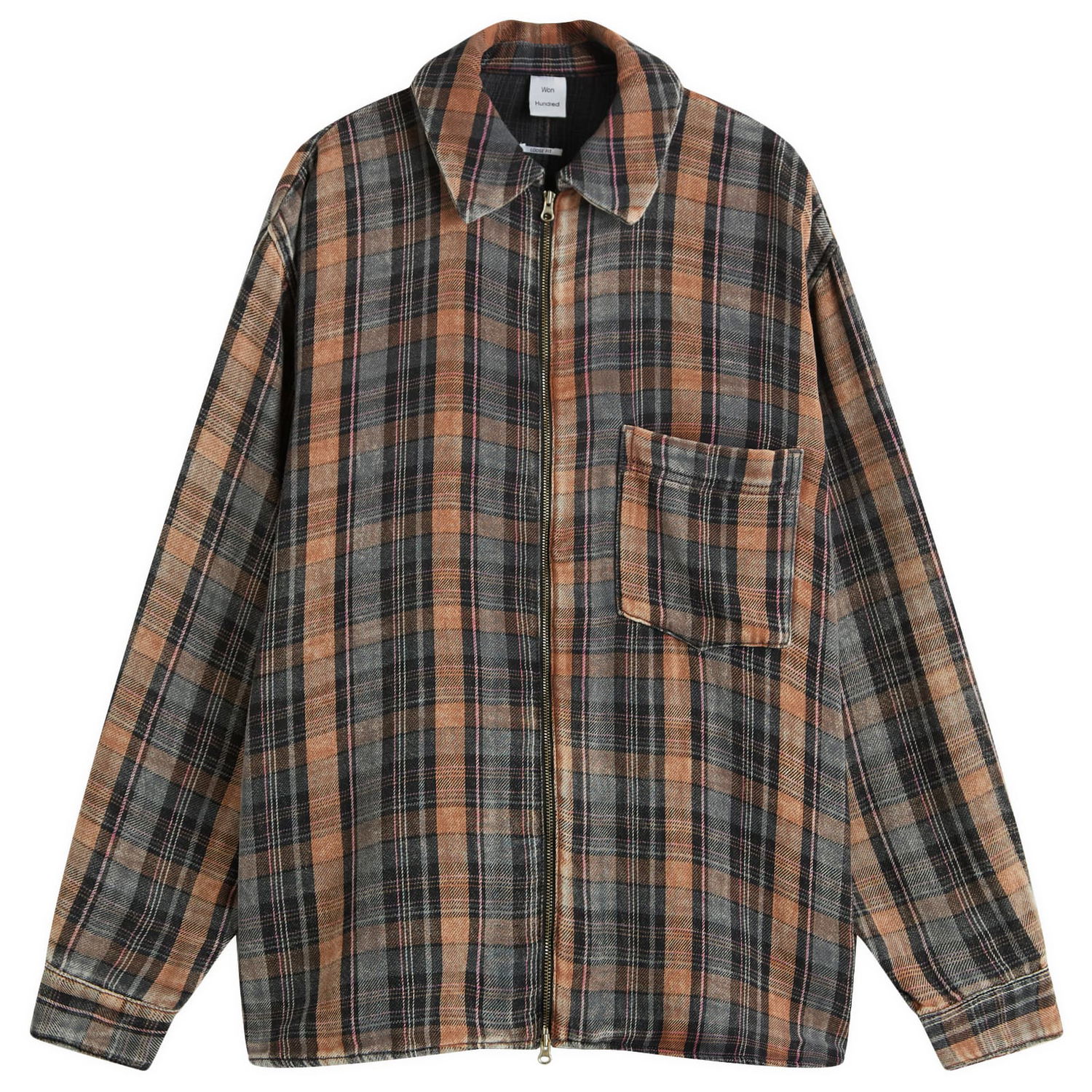 Srajce Won Hundred Zayne Zip Overshirt Bleached Check Rjava | 3702-14283, 1