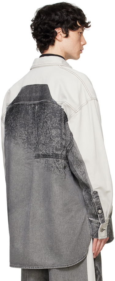 Srajce Feng Chen Wang Feng Chen Wang Printed Denim Jacket Siva | FUF18JK04B, 2