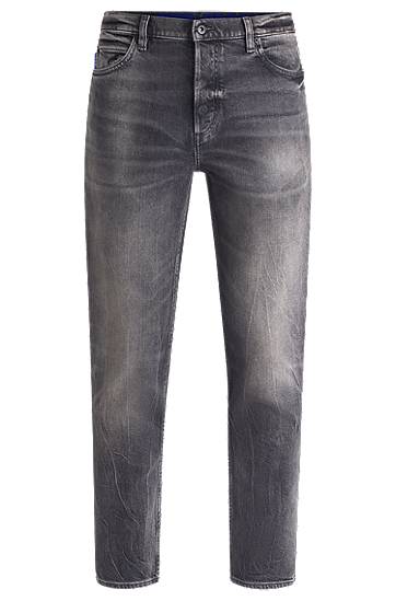 Kavbojke BOSS Tapered-Fit Stretch Denim Jeans Siva | 50529181