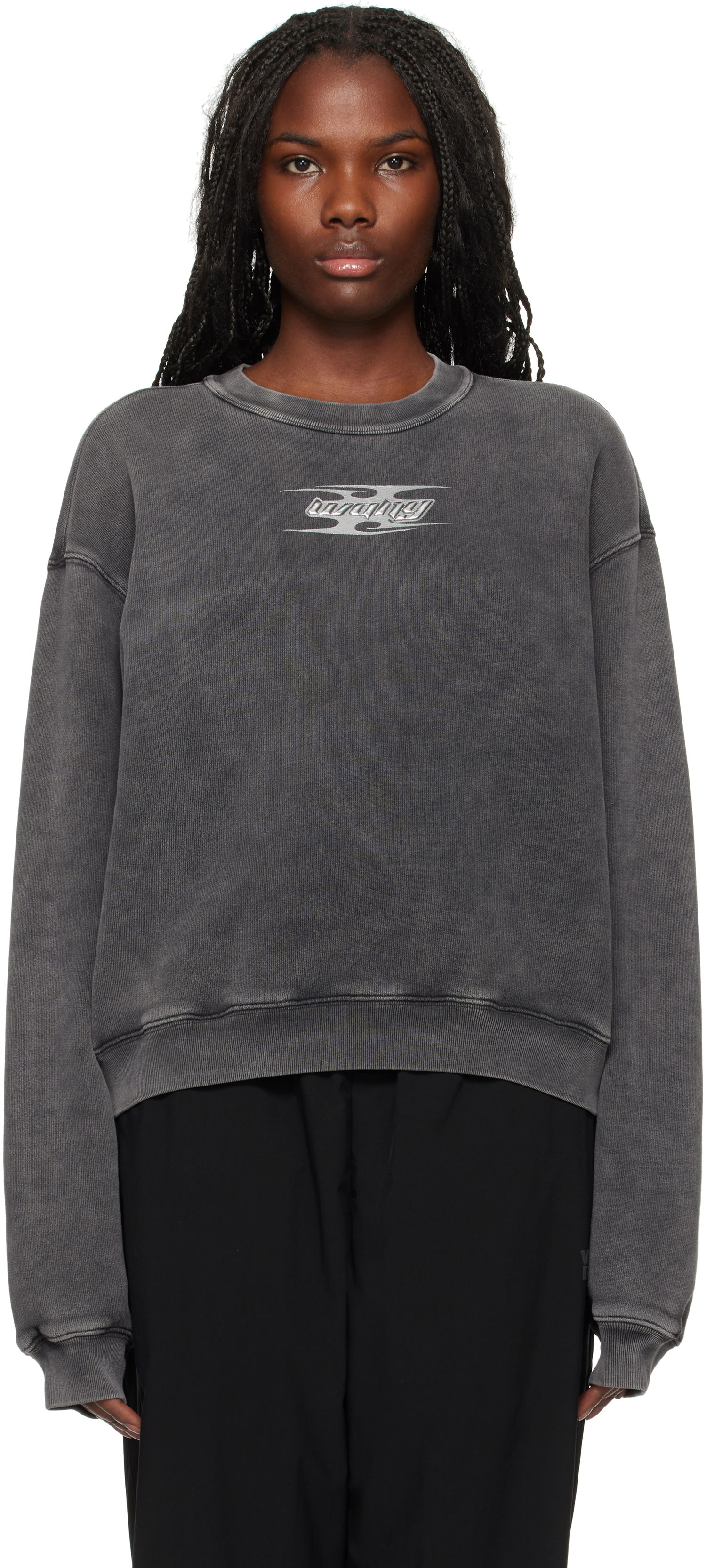 Pulover Alexander Wang Embossed Logo Sweatshirt Siva | 4CC4241513, 0
