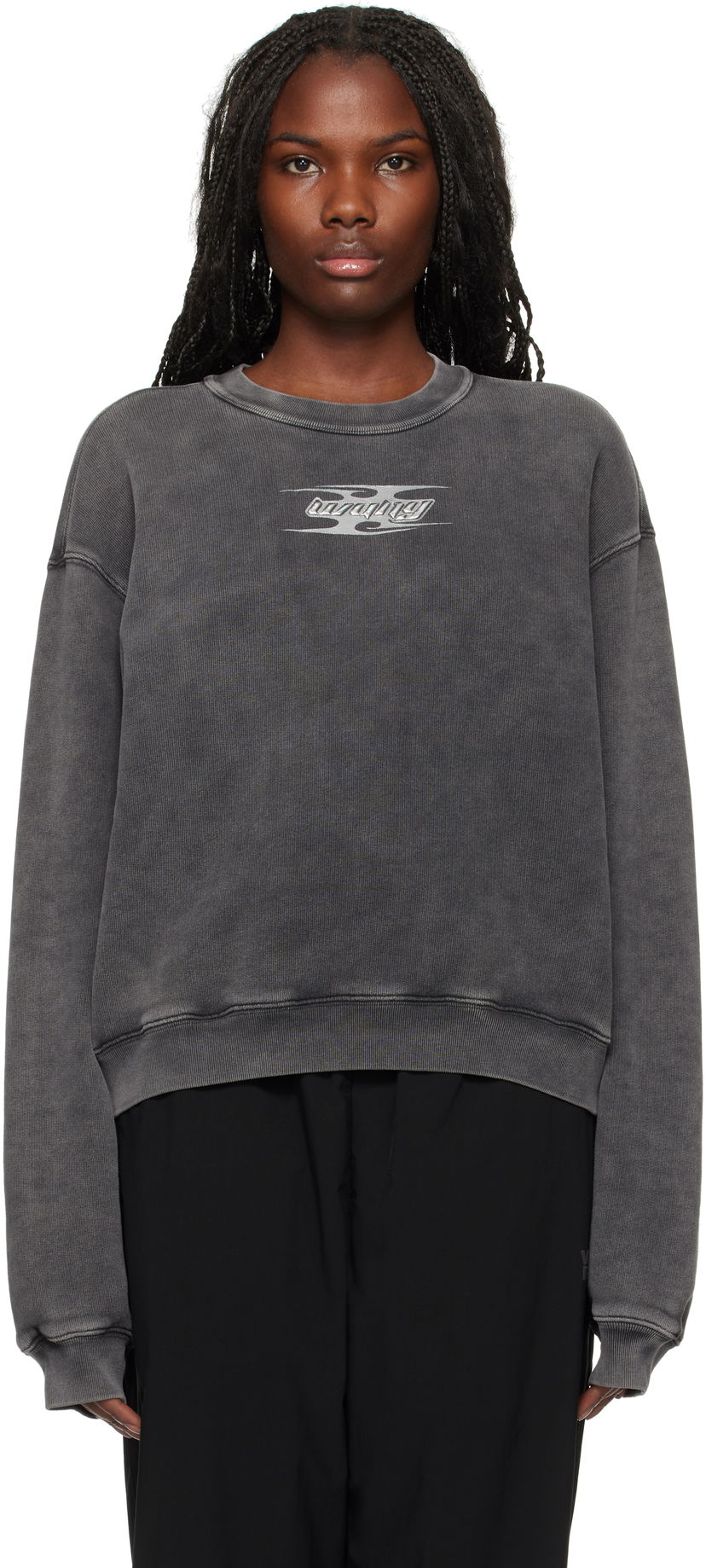 Pulover Alexander Wang Embossed Logo Sweatshirt Siva | 4CC4241513