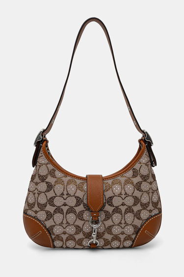 Torba za čez ramo Coach Brown Signature Embellished Canvas Shoulder Bag Rjava | CW654, 0