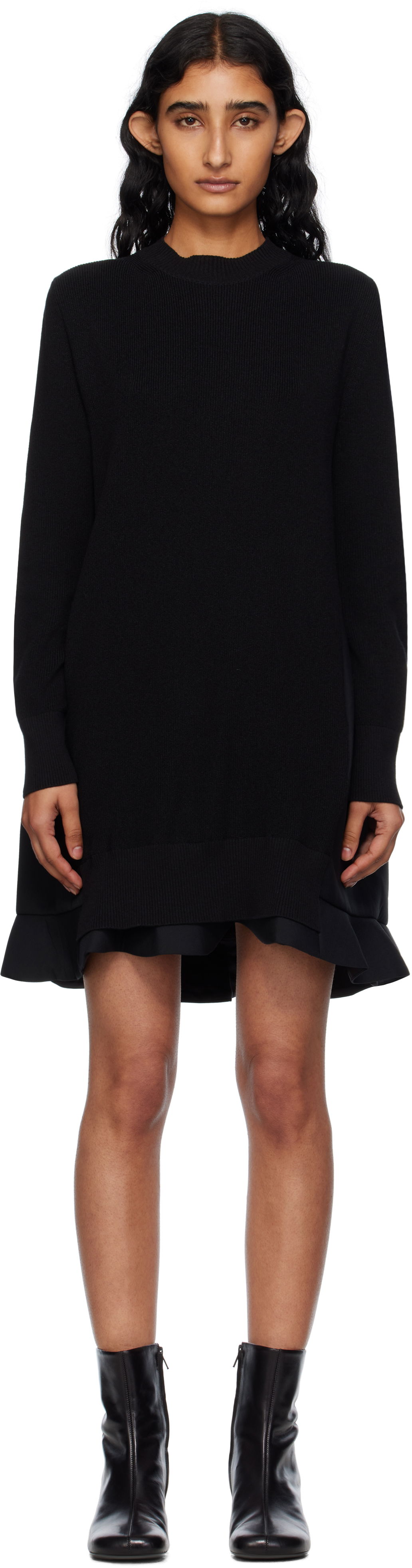 Obleke sacai Sacai Suiting Mix Knit Minidress Črna | 25-07952, 0