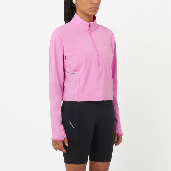 Krop-top Salomon Sense Aero Hybrid Cropped Top Roza | LC2641400