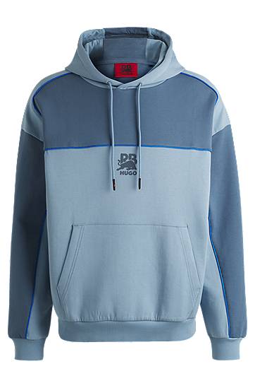 Pulover BOSS HUGO x RB Cotton-Blend Hoodie with Piping Modra | 50542808
