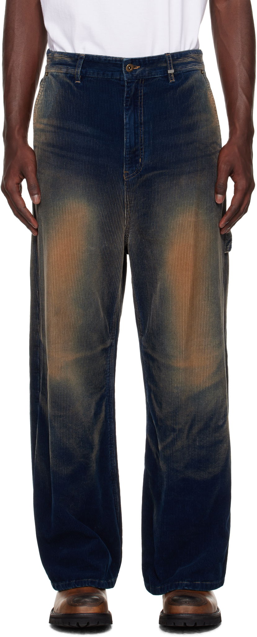 Hlače We11done We11done Vintage Wash Corduroy Trousers Modra | WD-DP2-25-350-M-NV