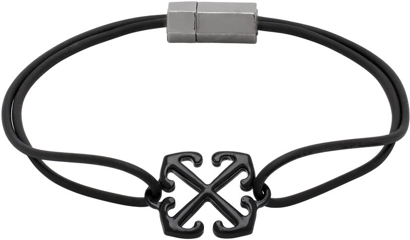 Zapestnica Off-White Rubber Bracelet With Metal Clasp Črna | OMOA10AC99MET0011010