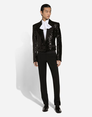Jakna Dolce & Gabbana Sequin Embellished Single-Breasted Jacket Črna | G2UC0TFLSGDN0000, 1