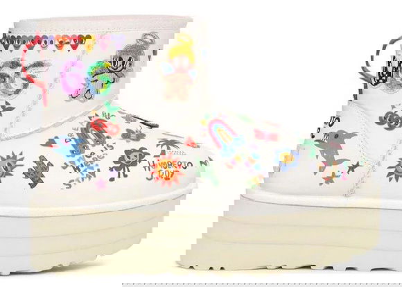 Superge in čevlji UGG Classic Mini Platform Boot Pop Sketch (Women's) Bež | 1153065-WHT, 0