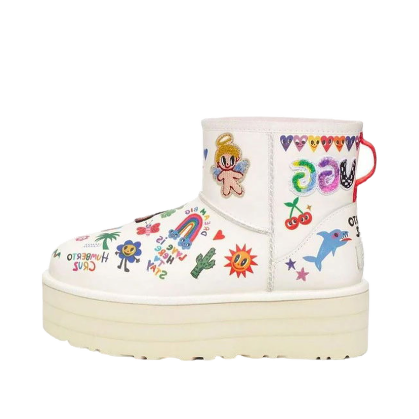 Superge in čevlji UGG Classic Mini Platform Boot Pop Sketch (Women's) Bež | 1153065-WHT