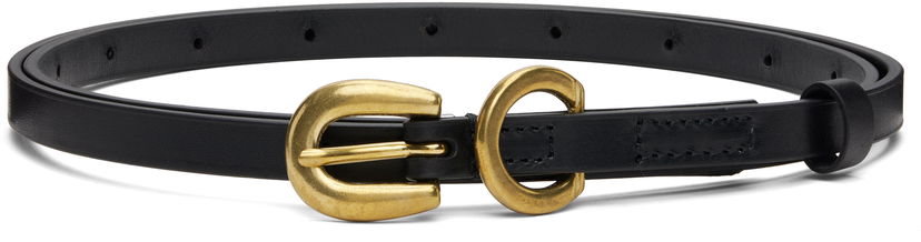 Pasovi AURALEE AURALEE Narrow Leather Belt Črna | A25AB08RP