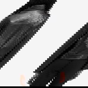 Bomber jakna Anine Bing Black Cropped Leather Jacket with Belt Črna | A-01-10451-000, 3