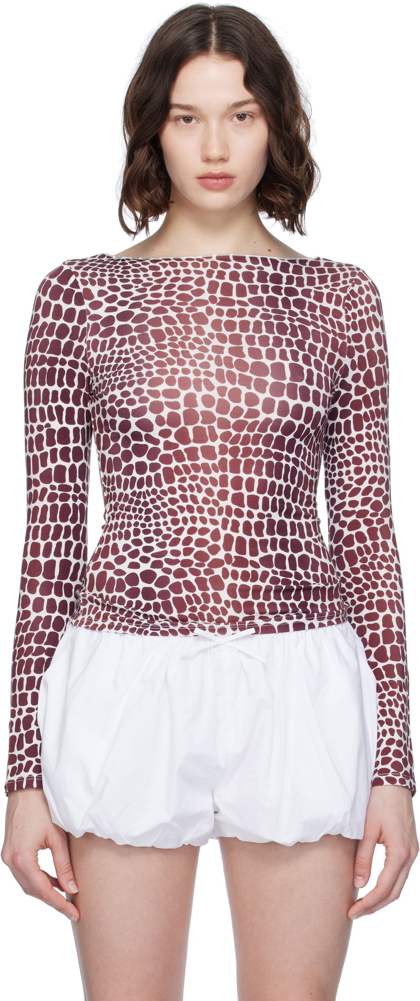 Majica Miaou Miaou Amelia Print T-Shirt Bordo | 7183TJBLIZ
