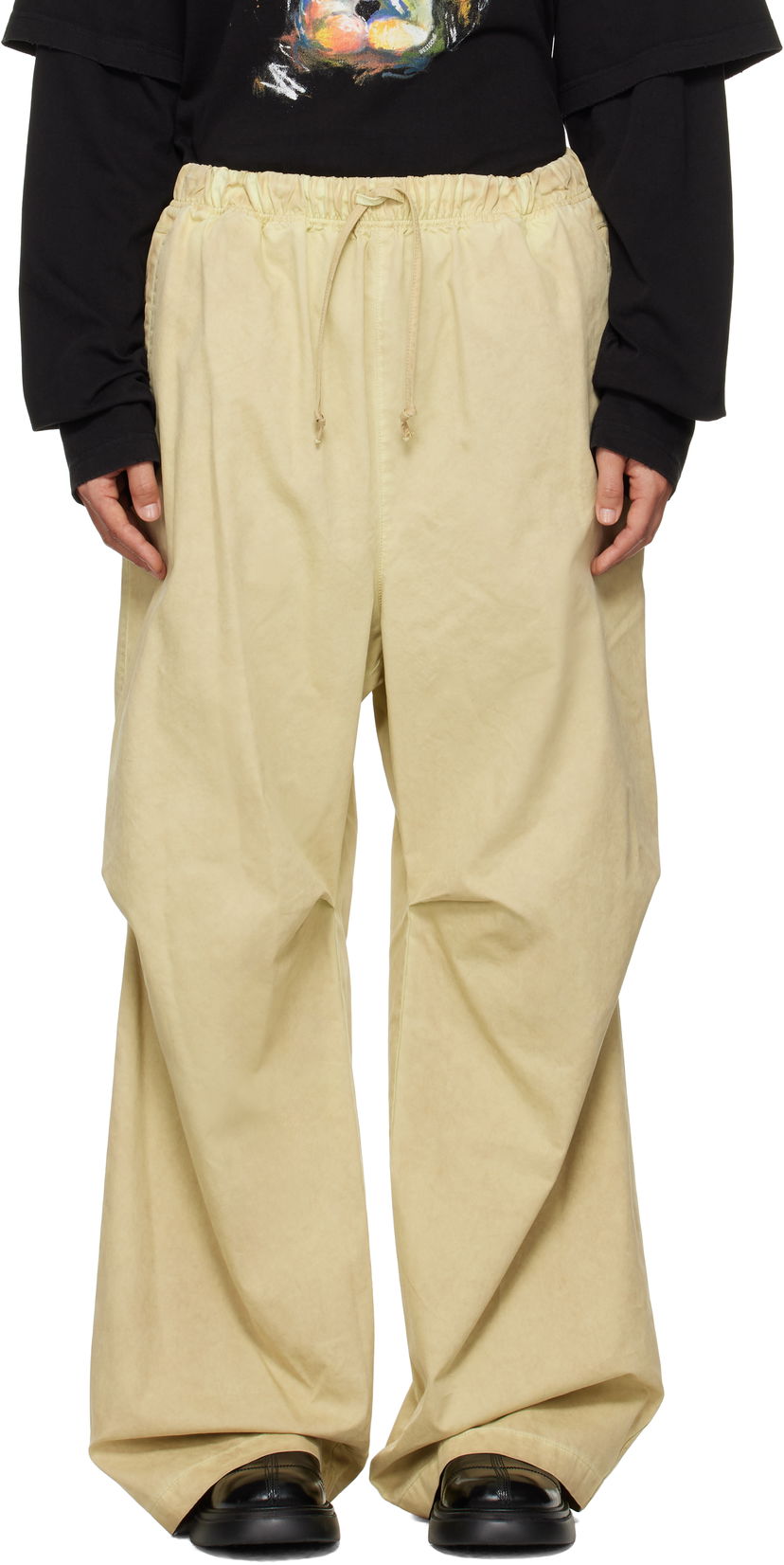 Trenirka We11done We11done Tucked Wide Leg Trousers Rumena | WD-PT3-24-262-U-GR
