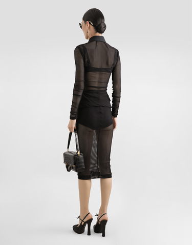 Krila Dolce & Gabbana Dolce & Gabbana Mesh Calf-Length Skirt Črna | F4CT6TFLREPN0000, 2