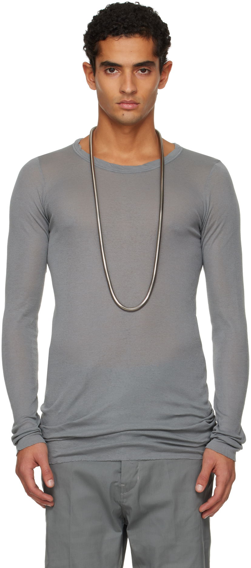 Majica Rick Owens Rick Owens Concordians Rib Long-Sleeve T-shirt Siva | RU02E1250 MR