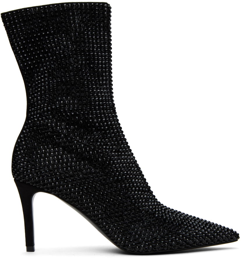 Nega čevljev Stella McCartney Stella McCartney Iconic Crystal-Embellished Pointed-Toe Boots Črna | 810276E00059