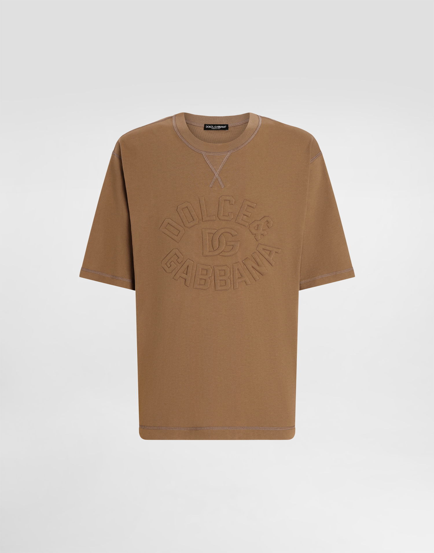 Majica Dolce & Gabbana Dolce & Gabbana Cotton T-Shirt with Embossed Logo Rjava | G8SJ6ZG7O2QM0672, 0