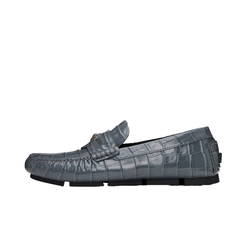 Superge in čevlji Versace Gray Medusa Croc-Effect Driver Loafers Siva | 1013960_1A09881