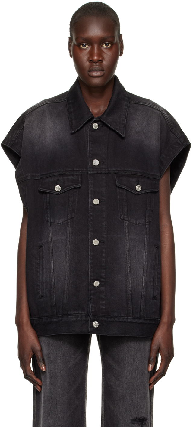 Telovnik We11done We11done Horror Movie Sleeveless Denim Jacket Črna | WD-DV3-22-384-U-BK