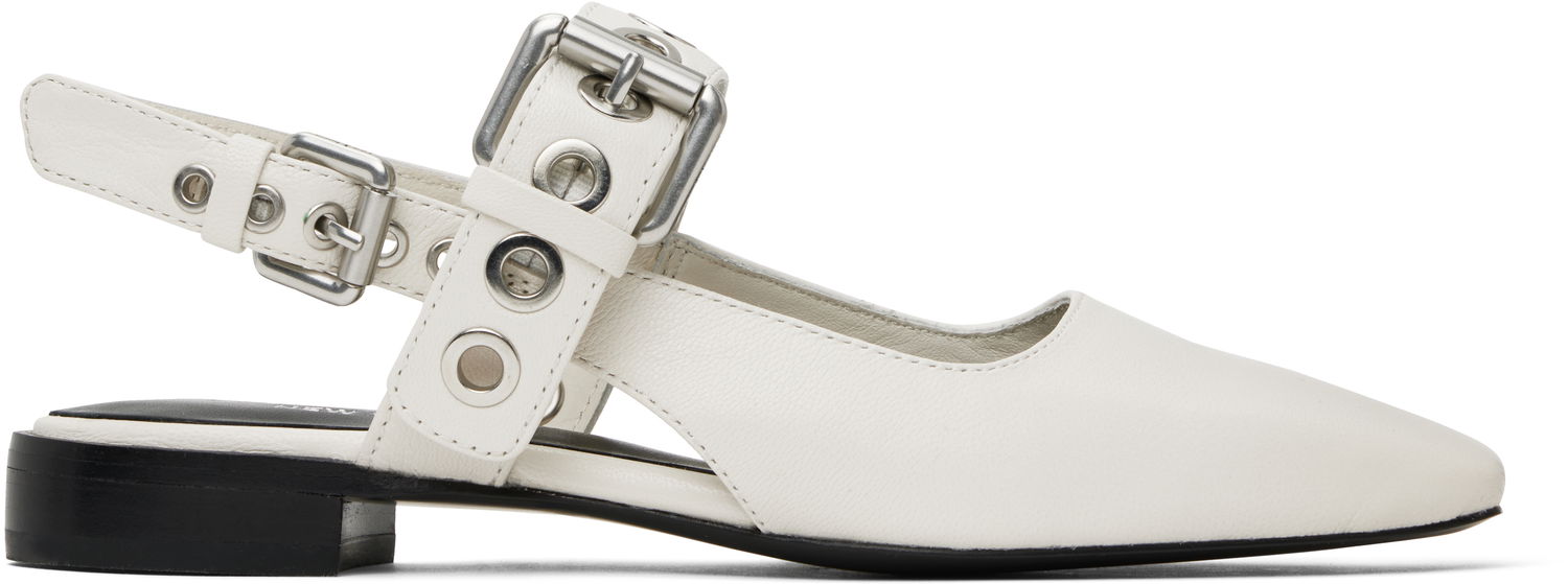 Nega čevljev rag & bone Rag & Bone Moto Astra Leather Slingback Slippers Bela | WFF25SF1013LE13, 0