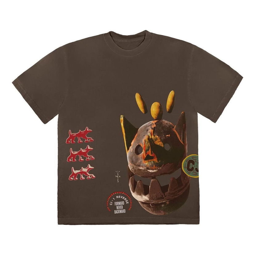 Majica Cactus Jack by Travis Scott Travis Scott Never Backward T-Shirt Rjava | CJFN-SS88