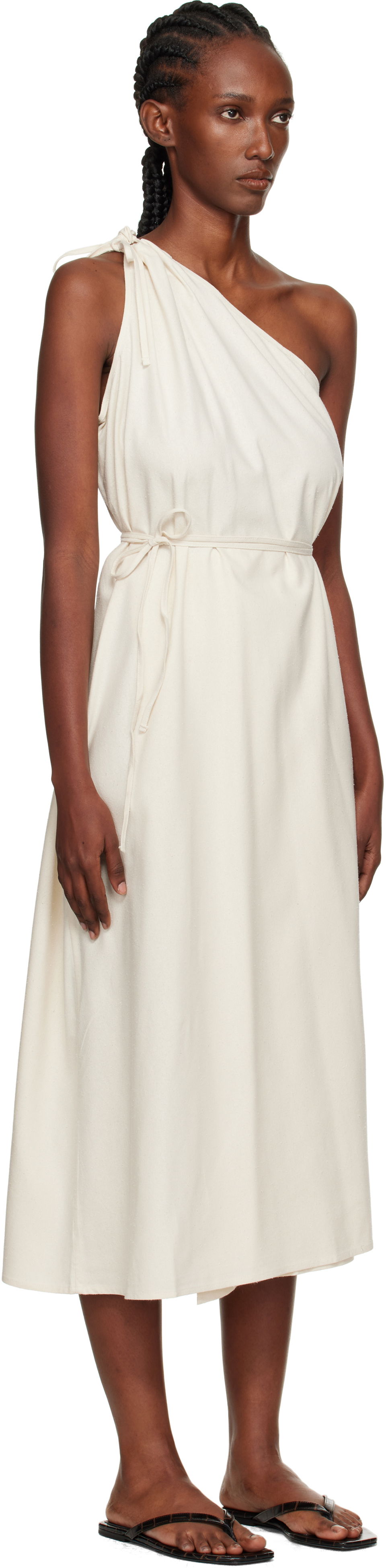 Obleke Baserange Baserange View One-Shoulder Midi Dress Bela | DRVI-WS-AU25, 1