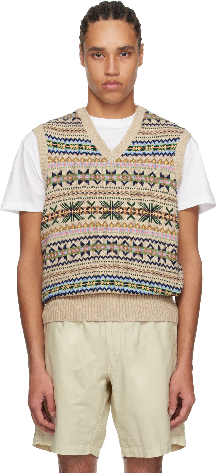 Pleteni pulover Polo by Ralph Lauren Polo Ralph Lauren Fair Isle Cotton-Cashmere Vest Bež | 710961781001