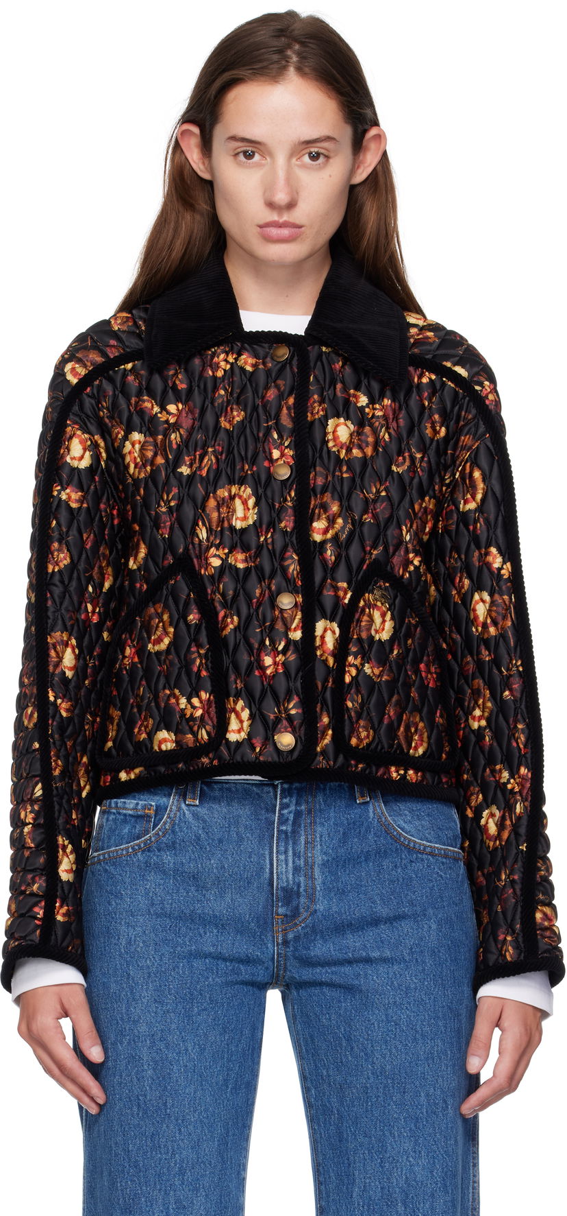 Jakna Burberry Burberry Floriston Quilted Jacket Črna | 8116976
